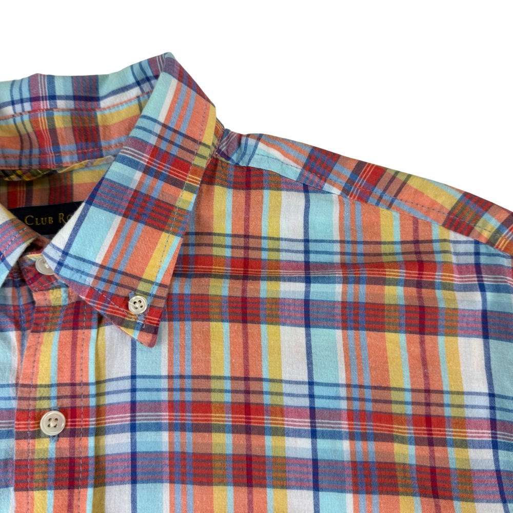 Club Room Men Large Button Up Long Sleeve Shirt Multicolor Plaid Preppy Classic